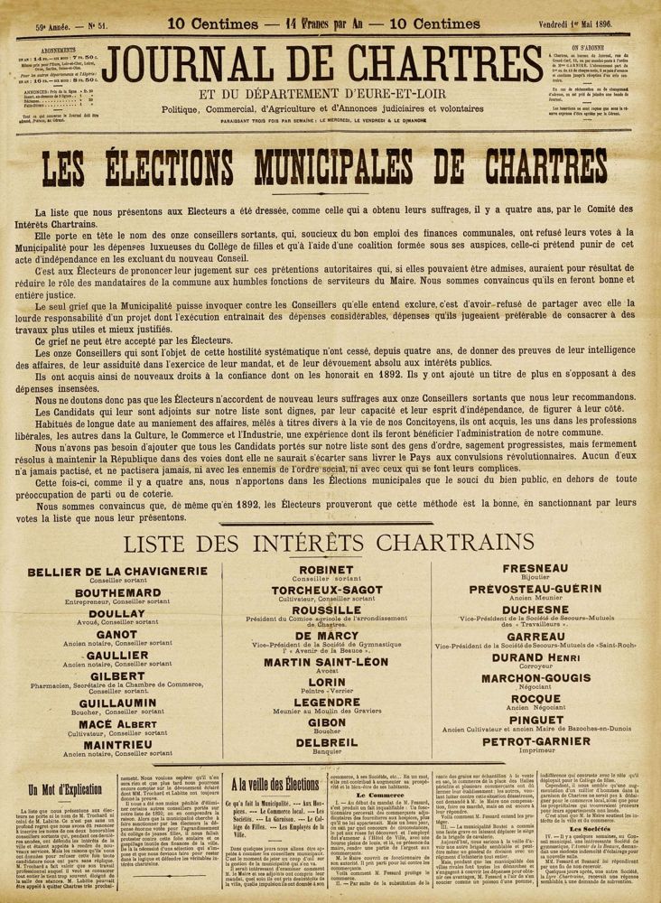 Journal de Chartres du 1er mai 1896