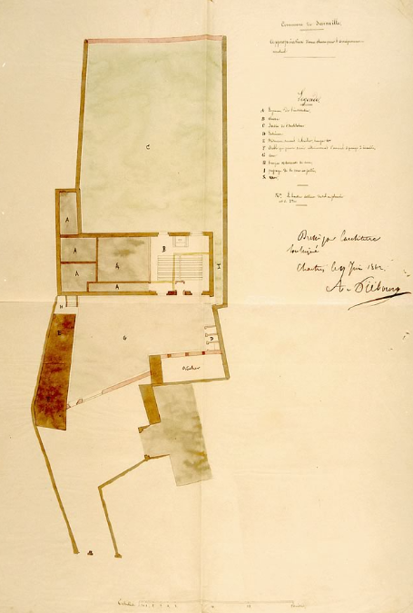 Plan sur papier, dressé par Auguste Piébourg, architecte. Arch. Dép. d’Eure-et-Loir, 2 O 3160