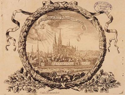 Vue de la cathédrale et de la ville de Chartres, 1705  FR AD 28 / Collection Jusselin n° 39