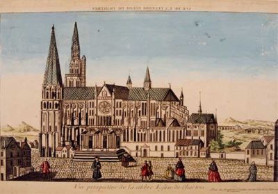 Vue de la cathédrale de Chartres, XVIIIe siècle FR AD 28 / Collection Jusselin n° 350