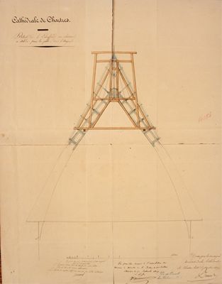 Détail de l'échafaud à établir pour la pose de l'ange, 1839