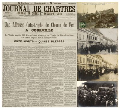 Montage accident de chemin de fer de Courville : Journal de Chartres du 16 février 1911