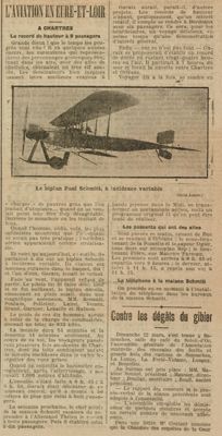 « L'aviation en Eure-et-Loir ». La Dépêche d'Eure-et-Loir. Mercredi 1er avril 1914. PER 40