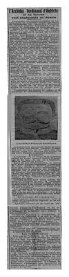 « L'archiduc Ferdinand d'Autriche et sa femme sont assassinés en Bosnie. ». Le Journal de Chartres. 30 juin 1914. Per 9