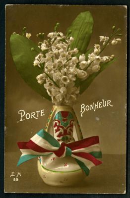 « Porte bonheur ». Carte postale illustrée couleur. Correspondance de guerre en date du 8 janvier 1917. Arch. Dép. d'Eure-et-Loir, 5 Num 36 - 49_250, Fonds Rousseau.