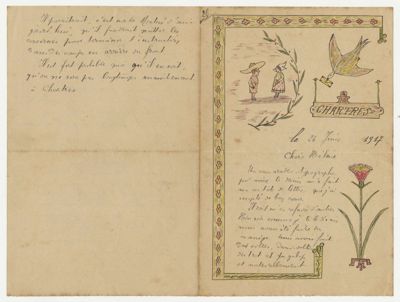 Correspondance de guerre illustrée en date du 26 juin 1917. Arch. Dép. d'Eure-et-Loir, 5 Num 36 - 21, Fonds Sotteau