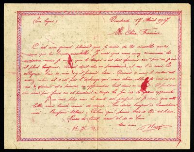 Correspondance de guerre illustrée en date du 17 août 1917. Arch. Dép. d'Eure-et-Loir, 5 Num 36 - 49, Fonds Rousseau.