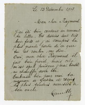 Correspondance de guerre en date du 23 décembre 1917. Arch. Dép. d'Eure-et-Loir, 5 Num 36 - 21, Fonds Sotteau.
